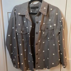 Grey and white spotted button up